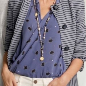 CAbi Vivid Violet Floral Crossover Blouse Top Semi Sheer Sleeveless Small